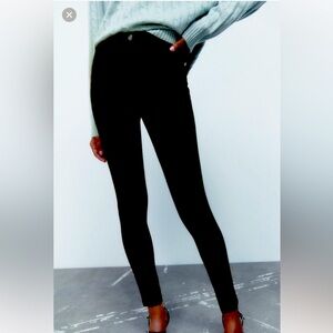 ZARA High-Waist Leggings with Metal Button | Black | Size L